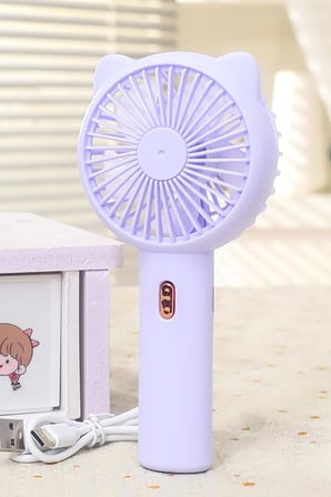 3 MODLU Şarjlı El Fanı 3 Kademe Seyahat Masaüstü Vantilatör Taşınabilir Mini Fan F136 (Mor)