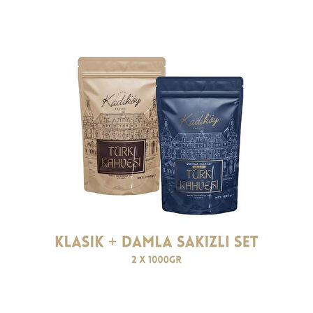 Tarihi Kadıköy Kahvesi Klasik + Damla Sakızlı Türk Kahvesi Set (2 x 1000gr)