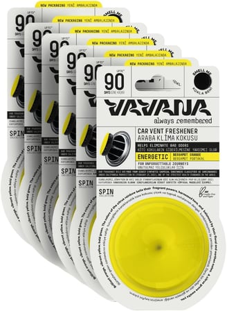 Spin Araba Klima Kokusu - Profesyonel Otomobil Kokusu | BPA &amp; Sıvı İçermez | 90 Gün Etkili - 6'lı Set (ENERGETIC)