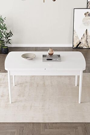 İkon Beyaz 80x132 Açılabilir Mdf Yemek Odası Takımı 4 Adet Sandalye