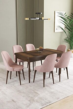 İkon Barok Desen 80x132 Açılabilir Mdf Yemek Odası Takımı 6 Adet Sandalye