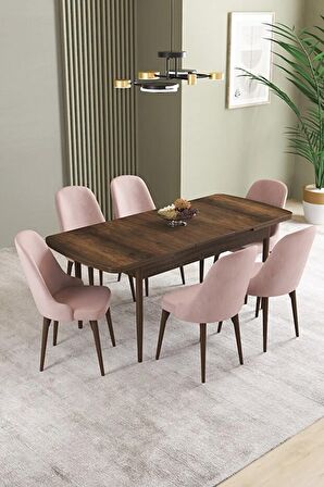 İkon Barok Desen 80x132 Açılabilir Mdf Yemek Odası Takımı 6 Adet Sandalye
