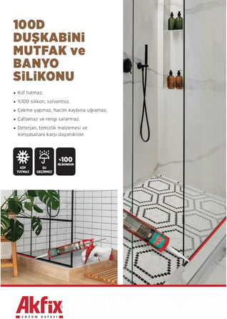 100D Duşkabini, Mutfak ve Banyo Silikonu, Şeffaf,%100 Silikon, Hızlı Kuruyan, Küf Tutmaz, Su Geçirmez,Sararma Yapmaz