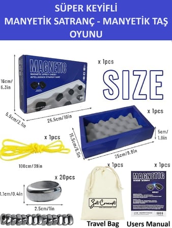 Süper Keyifli Manyetik Taş oyunu - Manyetik Satranç Oyunu, Mıknatıslı Taş Oyunu, Eğitici Masa Oyunu, Konsantrasyon ve Mantıksal Düşünme Geliştirici, Ebeveyn-Çocuk İletişimi, Seyahat Oyunu