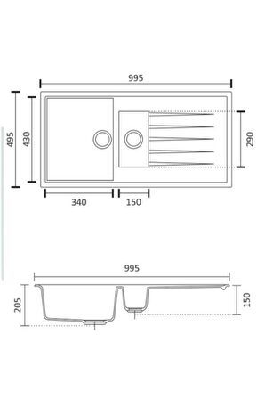 Vinox Beyaz 1,5 Göz Granit Eviye 50X100 Cm Vx-002