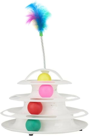 Miapet Tower of Tracks 4 Katlı Yuvarlak Kedi Oyuncağı 24 x 13 Cm Beyaz