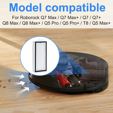 Hepa filtre için Roborock Q7 Max/ Q7 Max+/ Q7/ Q7+/ Q8 Max/ Q8 Max+/ Q5 Pro/ Q5 Pro+/ T8 robot elektrikli süpürge yedek parça, filtre yıkanabilir ve tekrar kullanılabilir, daha güçlü emiş
