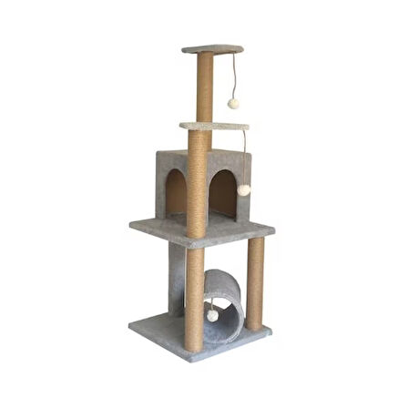 Reyo Pet T06 Kedi Oyun evi Kedi Tırmalama ve Oyun Evi Gri