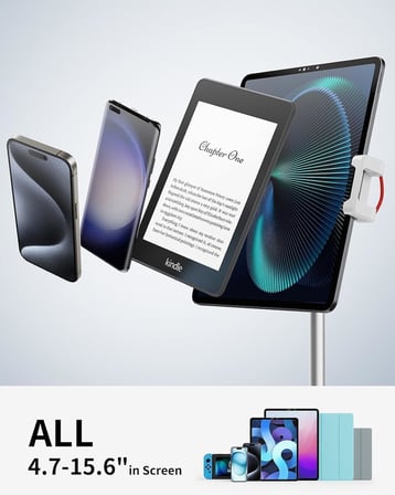 SAIJI Tablet Standı Tutucu, Ayarlanabilir Telefon Standı, 360 Derece Döner, Alüminyum Alaşımlı Cradle Masaüstü Tutucu 4.7"-12.9" Ekran Telefonları için (Gümüş)