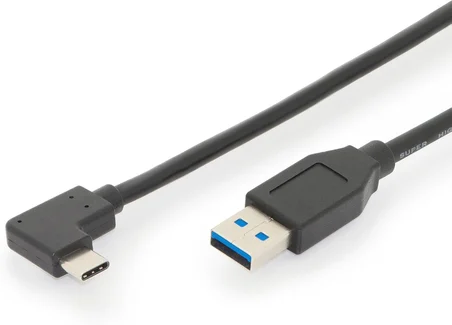 AK-300147-010-S Usb 3.1 Bağlantı Kablosu, C 90Ø, A’Ya Dirseklenmiş M/M, 1,0M, Tam Donanımlı, Gen2, 3A, 10Gb Ce, Syh