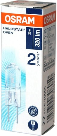 halojen pin taban lambası G4 12 V 20 watt 64428 300 derece fırın lambası