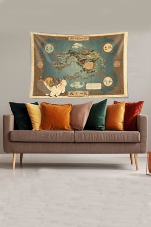 Ontheclouds Mavi-Beyaz Katsushika Hokusai Serisi Leke Tutmaz Kadife Kumaş Duvar Örtüsü Duvar Halısı Tapestry, 70 x 100