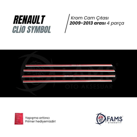 Renault Clio 3 Krom Cam Çıtası 4 Prç. 2009-2013 P. Çelik