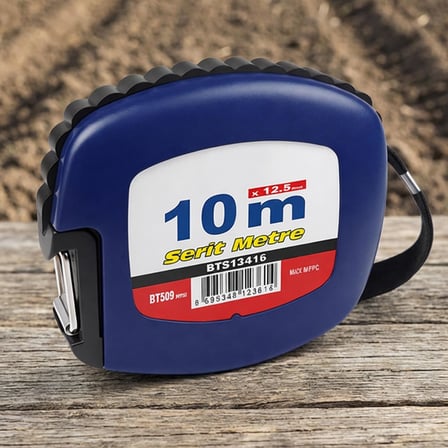 Arazi Tipi Makaralı Sarmalı Sistem BTS12361 (10 METRE) Lacivert Şerit Metre Plastik İnce Metre