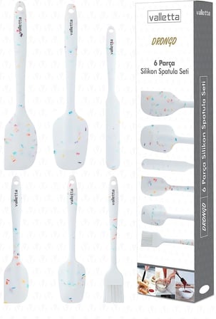 VALLETTA DRONGO 6'LI SPATULA SET BEYAZ RENKLİ NOKTALI