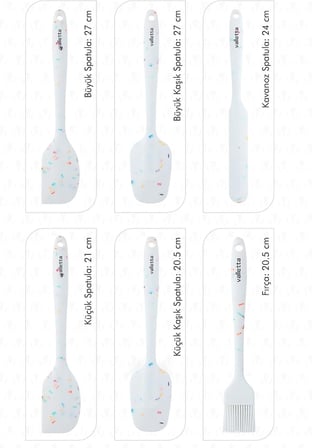 VALLETTA DRONGO 6'LI SPATULA SET BEYAZ RENKLİ NOKTALI