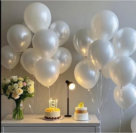 Beyaz Metalik Latex Balon 10 Adet Inci Beyazı