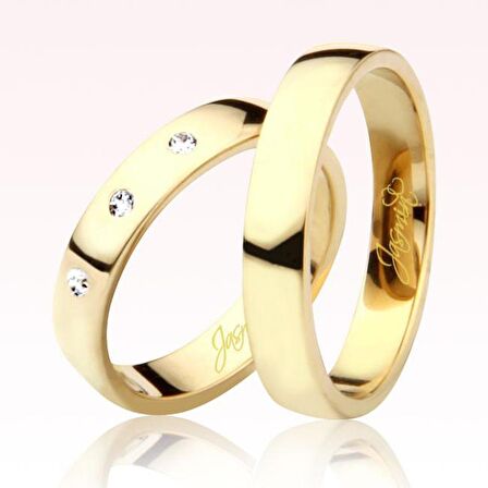 Sarı Taşlı Altın Alyans 2805-2