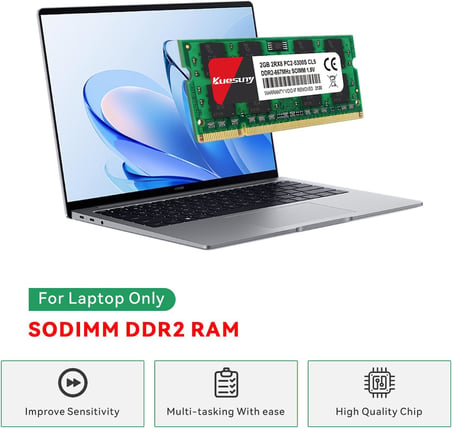 4 GB Kit (2 x 2 GB) DDR2 667 MHz Sodimm Ram PC2-5300 PC2-5300S 1,8 V CL5 200 Pin 2RX8 ECC içermeyen tamponsuz dizüstü bilgisayar bellek modüllerinin yükseltilmesi