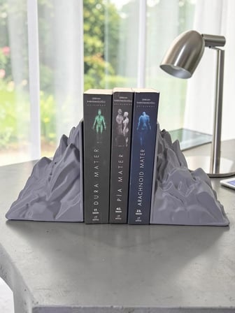 Todekora Dağ Tasarımlı Kitap Tutucu Ağır İçi Dolu Dekoratif Kitap Desteği Gri 2li Set Büyük