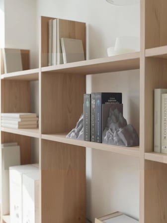 Todekora Dağ Tasarımlı Kitap Tutucu Ağır İçi Dolu Dekoratif Kitap Desteği Gri 2li Set Büyük
