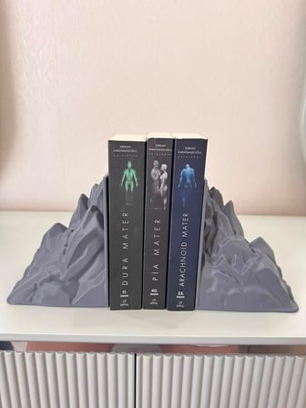 Todekora Dağ Tasarımlı Kitap Tutucu Ağır İçi Dolu Dekoratif Kitap Desteği Gri 2li Set Büyük