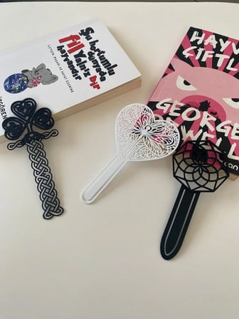 Desenli Kitap Ayracı 3’lü Set (Kelt, Kalp, Geometrik)-Siyah-Beyaz, Hediye