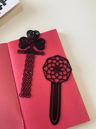 Desenli Kitap Ayracı 3’lü Set (Kelt, Kalp, Geometrik)-Siyah-Beyaz, Hediye