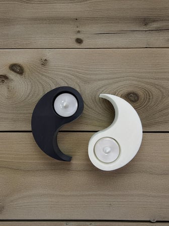 Todekora Yin Yang Tealight Mumluk Siyah-Beyaz Çift Yuvalı Dekoratif Mumluk-