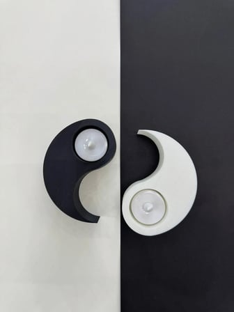 Todekora Yin Yang Tealight Mumluk Siyah-Beyaz Çift Yuvalı Dekoratif Mumluk-