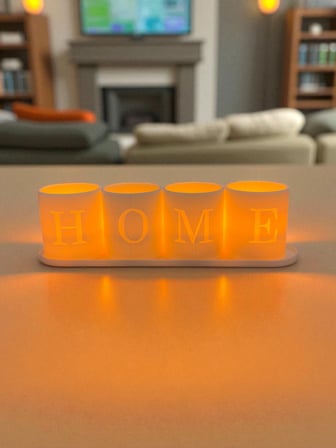 Todekora Home Yazılı Tealight Set-Beyaz 4’Lü Standlı Dekoratif Mumluk-Ev Ve Ofis İşık Aksesuarı
