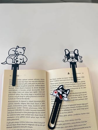 Todekora Çocuk Kedi Köpek Tasarımlı Kitap Ayracı 3’lü-Siyah-Beyaz Hediyelik