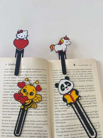 Todekora Panda & Unicorn & Kedi & Arı Çocuk Kitap Ayracı 4’Lü Set –Sert Plastik,