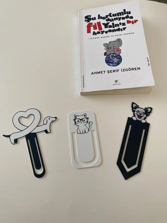 Todekora Sevimli Dostlar Figürlü Kitap Ayracı 3’lü Set – Sert Plastik, Siyah-Beyaz,