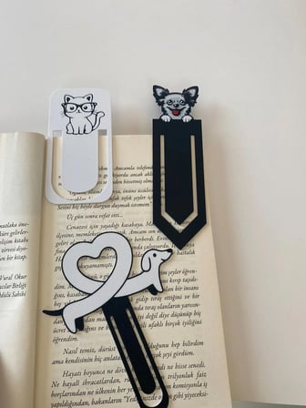 Todekora Sevimli Dostlar Figürlü Kitap Ayracı 3’lü Set – Sert Plastik, Siyah-Beyaz,