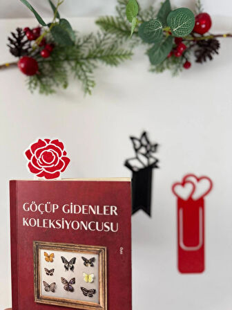 Kalpli, Kelebekli ve Gül Desenli Kitap Ayracı Seti – 3’lü Dayanıklı Ayraç
