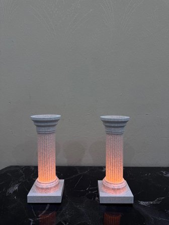 TODEKORA Çift Taraflı Sütun Tealight Set 2’li Dekoratif Mumluk-Roma Sütunu Mumluk