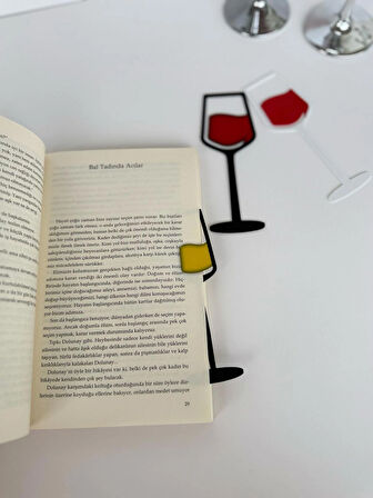 Renkli Şarap Kadehi Tasarımlı Kitap Ayracı-Dekoratif ve Eğlenceli Kitap Okuma Aksesuarı