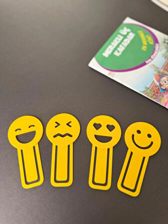 Emoji Kitap Ayracı Seti 4’lü - Sarı Renkli Eğlenceli Okuma Ayracı