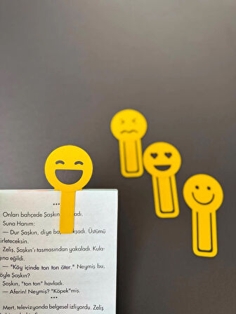 Emoji Kitap Ayracı Seti 4’lü - Sarı Renkli Eğlenceli Okuma Ayracı