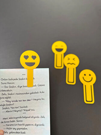 Emoji Kitap Ayracı Seti 4’lü - Sarı Renkli Eğlenceli Okuma Ayracı