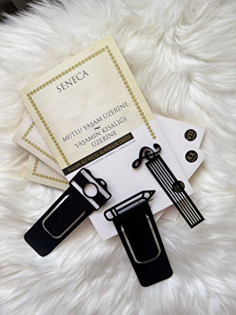 Kitap Ayracı Seti 3’lü – Dayanıklı Siyah Tasarım | Defter ve Roman İçin Modern Ayraç