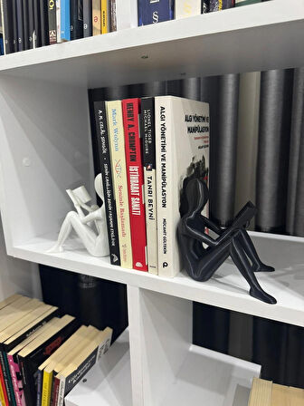 Kitap Okuyan Adamlar Kitap Tutucu- Kitap Okuyan Figürlü İkili Obje Dekoratif İkili Heykel-Kitap 