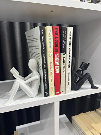 Kitap Okuyan Adamlar Kitap Tutucu- Kitap Okuyan Figürlü İkili Obje Dekoratif İkili Heykel-Kitap 