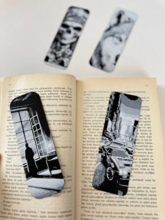  Modern ve Sanatsal 4’lü Kitap Ayracı Seti – Kurt, Şehir, İskelet ve Özel Figür Tasarımlar