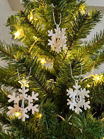 Kar Tanesi Yılbaşı Ağacı Süs Seti 8’li Beyaz-Çam Ağacı Dekoru-Yeni Yıl