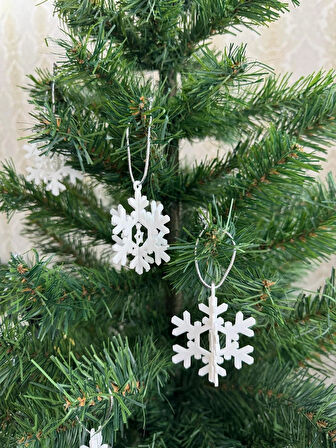 Kar Tanesi Yılbaşı Ağacı Süs Seti 8’li Beyaz-Çam Ağacı Dekoru-Yeni Yıl