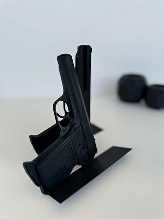 Pistol Tasarım Kitap Tutucu-Silah Form Tasarım-Modern Dekoratif Kitaplık Aksesuarı