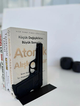 Pistol Tasarım Kitap Tutucu-Silah Form Tasarım-Modern Dekoratif Kitaplık Aksesuarı