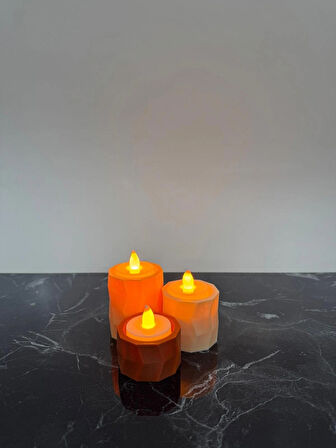 Geometrik Desenli 3’lü Dekoratif Mumluk-Dekoratif Tealight Mumluk-Ev ve Ofis Dekorasyonu